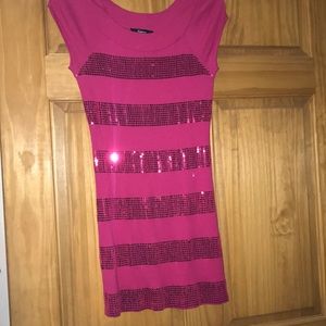 Sequin stripe pink dress